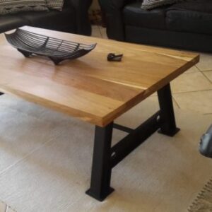 Retro Steel and solid wood coffee table